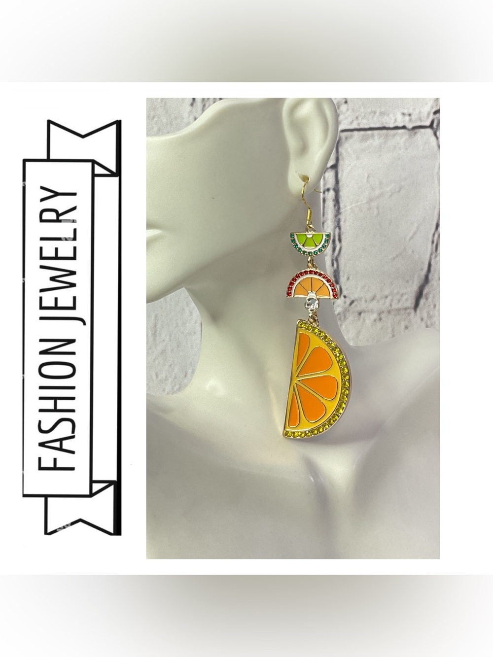 🌟🌟 Orange & Green Citrus Slice Drop Earrings